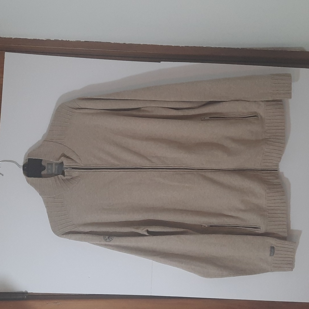 ADIDAS Adipure tan golf cardigan sweater jacket full zip size large